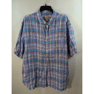 Jos A Bank Button Down 100% Linen Shirt Men's Sz XXL Plaid (Button Broke)